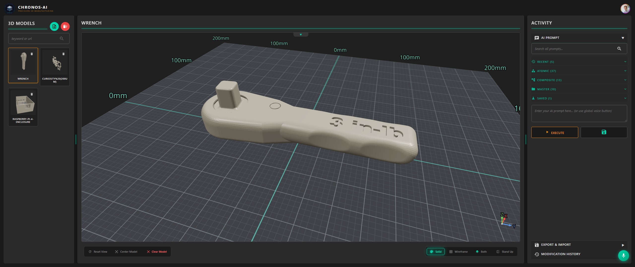 Wrench solid model view