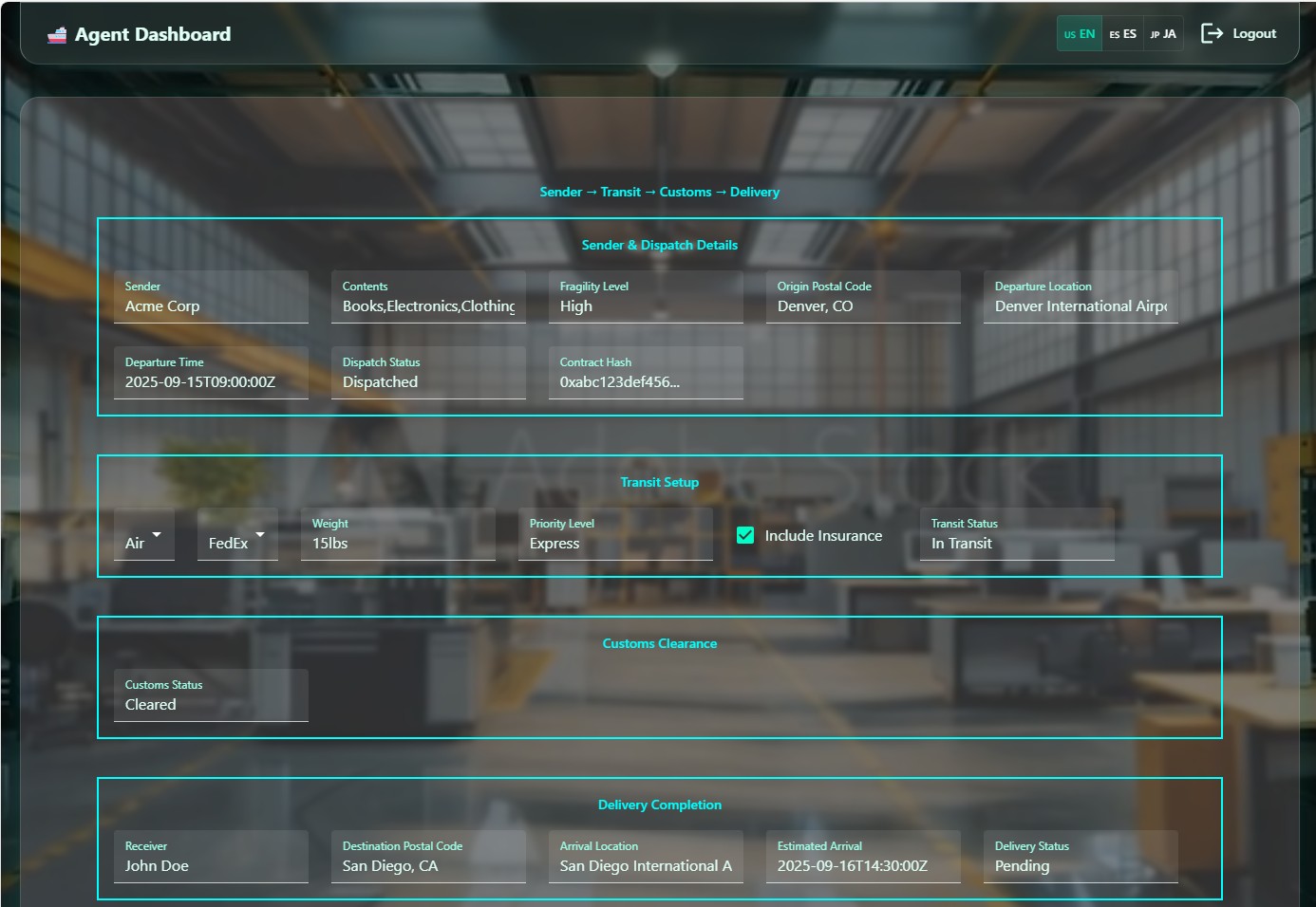 SafeShipping Screen Capture